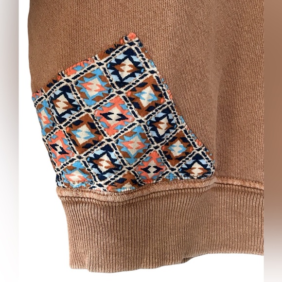 The GREAT. Shrunken Sweatshirt Patchwork Appliqués Crew Neck Sand Size 0 XS/2 - Picture 2 of 12